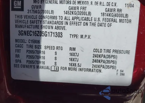 2005 Chevrolet Suburban 1500 Ls from USA, damaged, VIN 3GNEC16Z05G171303